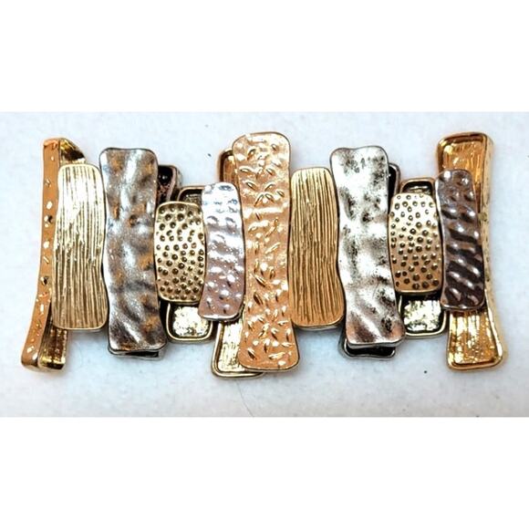 2 Pc Lot Necklace Stretch Bracelet Lot Twotone Goldtone Silvertone Metal Y2K - Picture 6 of 6